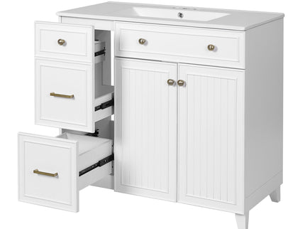 Bathroom Vanity With Sink, Soft Close Doors, Adjustable Shelves