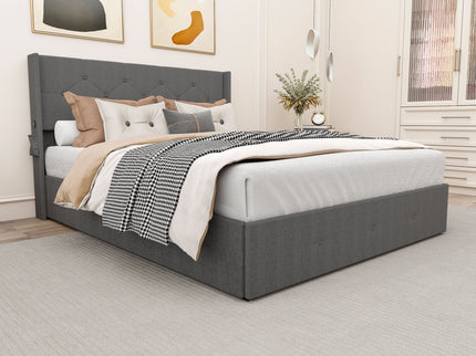 Bed With Gas Lift Storage, USB Ports
