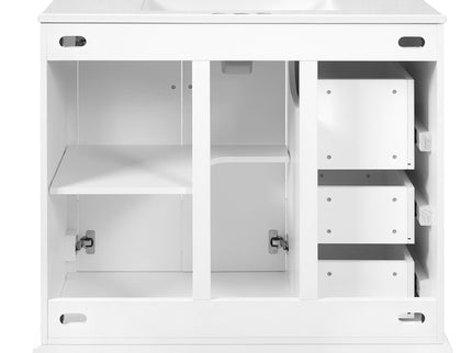 Bathroom Vanity With Sink, Soft Close Doors, Adjustable Shelf & 3 Drawers
