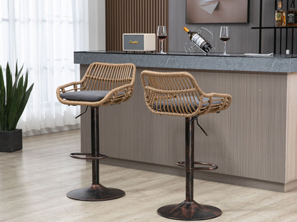 Modern Swivel Bar Stools Adjustable Counter Chairs With Footrest (Set of 2)