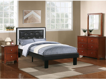 Glamours Style Bed With Diamond Tufted Padded Headboard