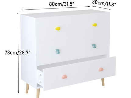 3 Drawer Dresser, Storage Cabinet With Anti Tip Safety