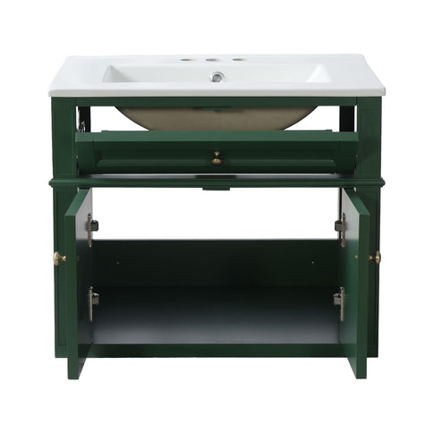 Wall Mounted Bathroom Vanity With Tip Out Drawer And Open Back Design
