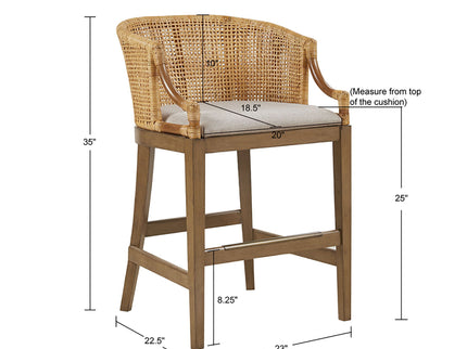 Casual Handcrafted Rattan Counter Stool
