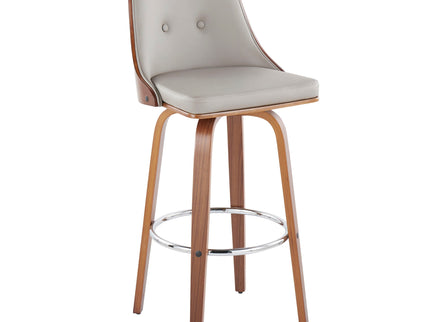 Gianna - Mid Century Modern Fixed Height Barstool With Swivel With Round Footrest (Set of 2)