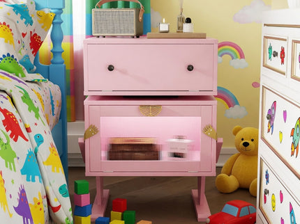 Robot LED Nightstand With 360° Rotating Drawer