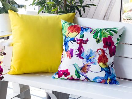 Tropical Parrot Outdoor & Indoor Pillow With Solarium - Multicolor