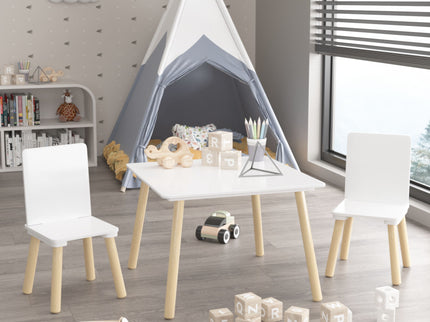 Kids Table And 2 Chairs Set, 3 Piece Toddler Activity Play - White