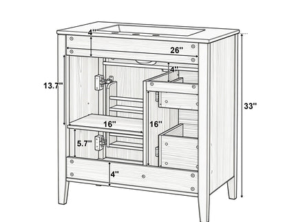 Bathroom Vanity With Sink, Soft Closing Cabinet