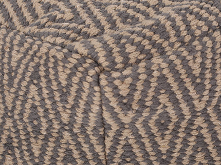 Amuleto - Hand Loomed Cotton Pouf - Dark Gray / Brown
