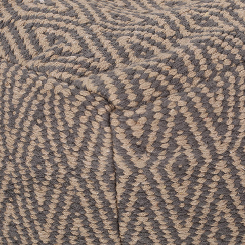 Amuleto - Hand Loomed Cotton Pouf - Dark Gray / Brown