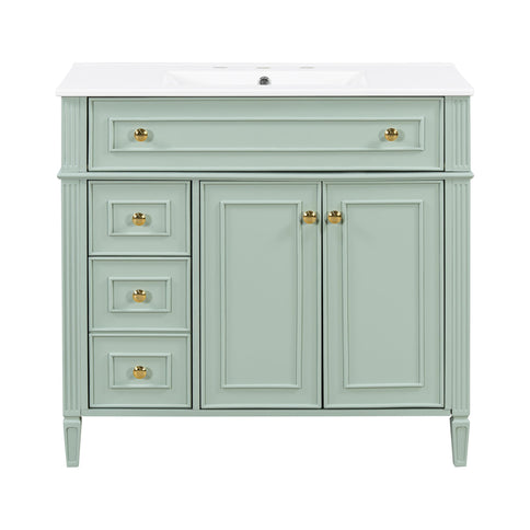Bathroom Vanity With Sink, 3 Drawers & 2 Doors