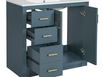 Bathroom Vanity With Sink Combo, Storage Cabinet, Freestanding Set With 3 Drawers & Soft Closing Doors