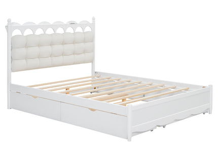 Storage Platform Bed, With 2 Big Drawers, Trundle, One Set Of Sockets & USB Ports