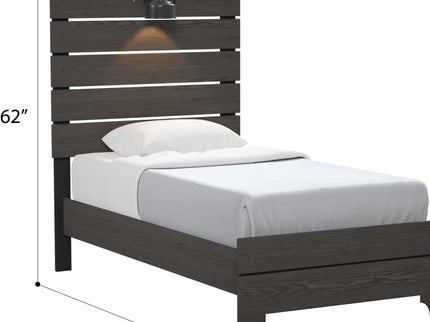 Twin Bed With Integrated Lights - Brown