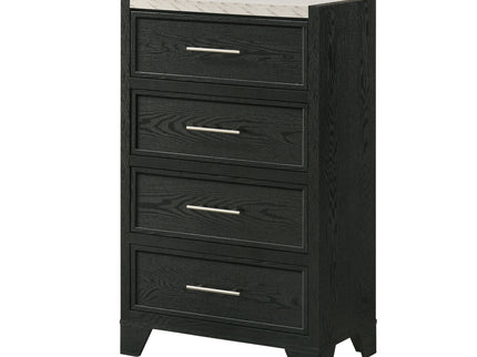 1 Piece 4 Drawers Tall Chest Bedroom Furniture - Black / White