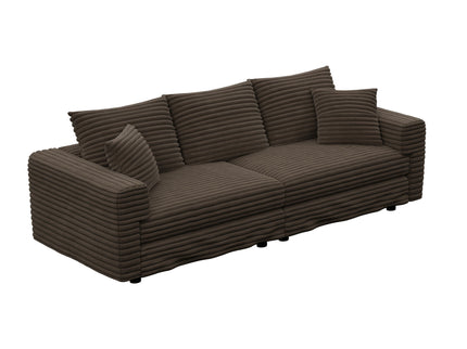 Deep Seat Convertible Sofa With Soft Pillows And Ottomans