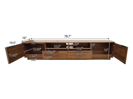 TV Stand With 2 Drawers And Open Shelving - Walnut