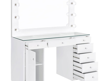 Fern - 7 Drawer Vanity Set With Mirror And Globe Lights