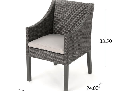Outdoor Rattan Dining Chair With Straight Legs And Sloped Arms (Sey of 2)