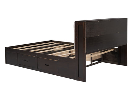 Platform Bed With Storage Headboard, Shoe Rack And 4 Drawers