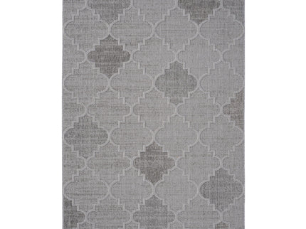 Guros - 6' X 9' Trellis Indoor / Outdoor Area Rug - White / Gray