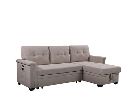 Ashlyn - Reversible Sleeper Sectional Sofa With Storage Chaise, USB Charging Ports And Pocket