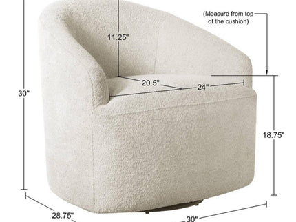 Upholstered 360 Degree Swivel Chair - Cream