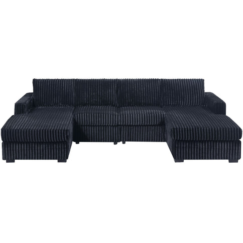 U-Shaped Sectional Set With Cushion Back Armless Chairs Right And Left Arm Chaise