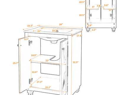 Bathroom Vanity With Ornate Elliptical Motif, Soft Close Hinges