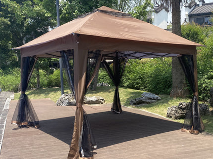 Outdoor Pop Up Gazebo Canopy With 2 Tier Soft Top And Removable Zipper Netting