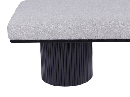 Upholstered Bench With Black Chunky Legs Boucle Contemporary Style Bed-End Bench For Bedroom Living Room - Light Gray