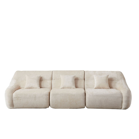 Luxury Curved Corner Sectional Sofa With 4 Pillows
