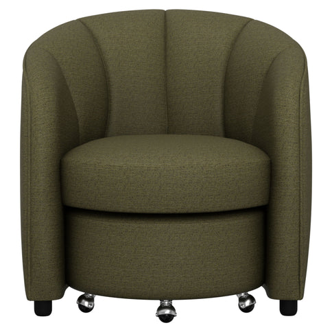 Barrel Chair With Nesting Ottoman - Forest Green