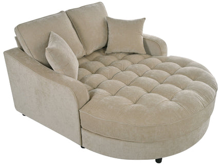 Modern Chaise Lounge Upholstered Sofa Couch With Tufted Seat And Detachable Pillows For Living Room