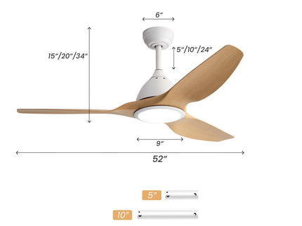 Bredoom Ceiling Fan With Remote Control And LED Light, Blades, Reversible DC Motor For Indoor / Outdoor Use