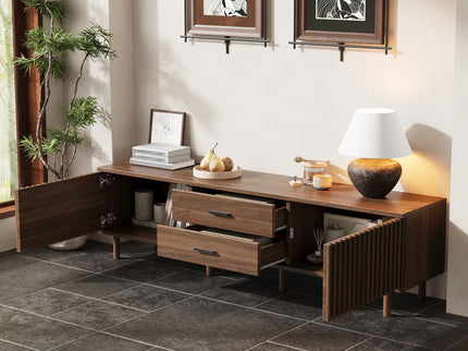 TV Stand For TVs Up To 80", Media Entertainment Center With Ample Storage - Dark Brown