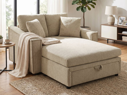 Modern Chaise Sofa With Hidden Storage For Living Room