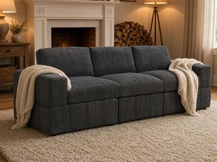 Oversized Modular Sectional Sofa 3 Piece Set For Living Room - Dark Gray