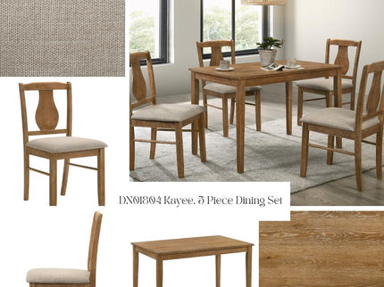 Kayee - 5 Pieces Pack Dining Set - Weathered Oak