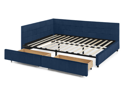 Upholstered Bed Frame With Tufted Backrest And Armrests