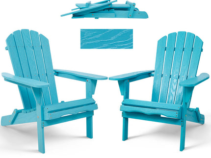 Lounge Patio Chair For Garden Outdoor Folding Embossed Adirondack - Turquoise Blue