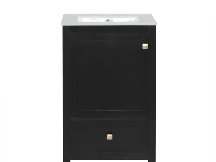 20" Bathroom Vanity With Sink Cabinet With Soft Closing Door, Drawer & Storage Rack - Black