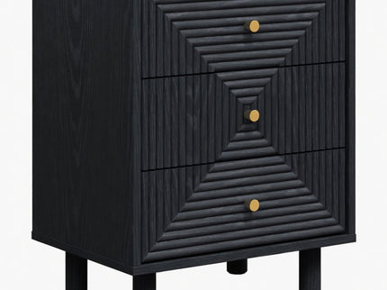 3 Drawer Nightstand - Black - Wood