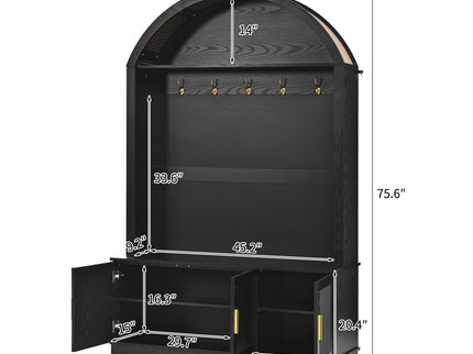 Arched Top Hall Tree With 5 Hooks