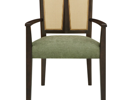 Mid Century Modern Arm Dining Chair Set With Rattan Backrest