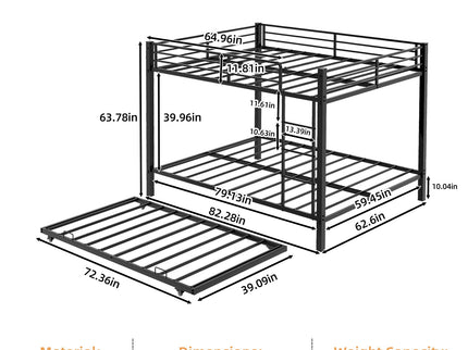 Bunk Bed For Kids, Convertible Frame With Ladders & Guardrail