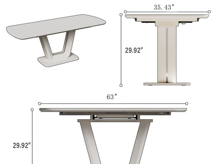 Modern Industrial Style Expandable Dining Table With U Shaped Legs - Antique Gray White