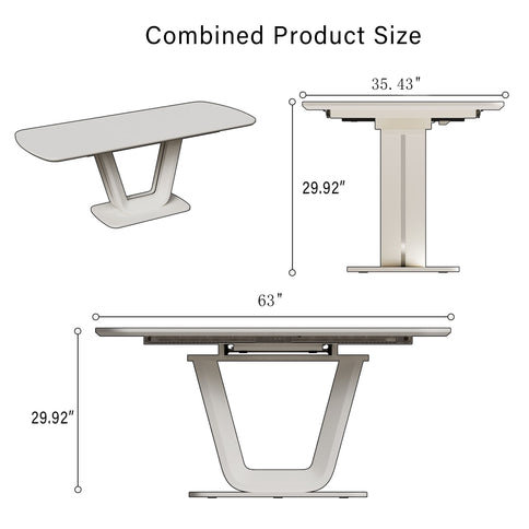 Modern Industrial Style Expandable Dining Table With U Shaped Legs - Antique Gray White