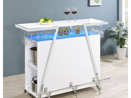 Katia - Wine Cabinet With LED Home Bar, 12 Bottle Storage - Gloss White